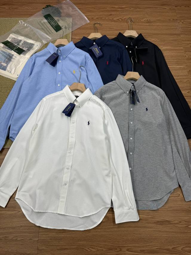 160 高版本柜上同质款Polo Ralph Lauren拉夫劳伦 纯色Logo刺绣Logo五色经典长袖休闲立领衬衫 官网在售1690，原版纯棉牛津面料材质，成