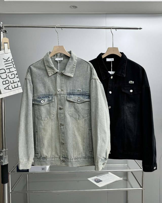 Lacoste 法国鳄鱼春季男士加厚牛仔外套 高逼格的高品质加厚牛仔外套 G网售+ 100%客供丹宁牛仔布！裁片拼接 官网原版购入开版，原品1:1丹宁牛仔布料