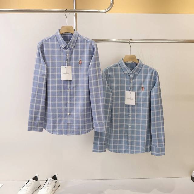 Moncler 蒙口火箭标男士长袖衬衫上衣春季新款舒适休闲格子衬衣外套潮流 都市精英，英欧美风男装，绅士既视感 国外设计品牌 主打一个性价比 100%棉面料搭