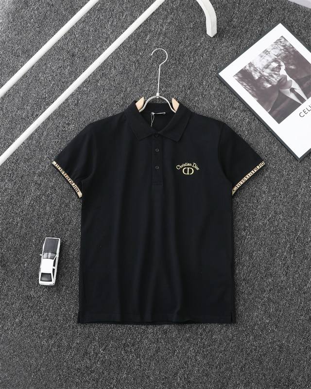140 顶级复刻 Dior 迪奥2025Ss夏季新款刺绣Cd翻领Polo衫T恤 原版面料高版本高品质 网红明星同款 50支双精梳丝光棉小蜂窝朱地定制面料 3M无