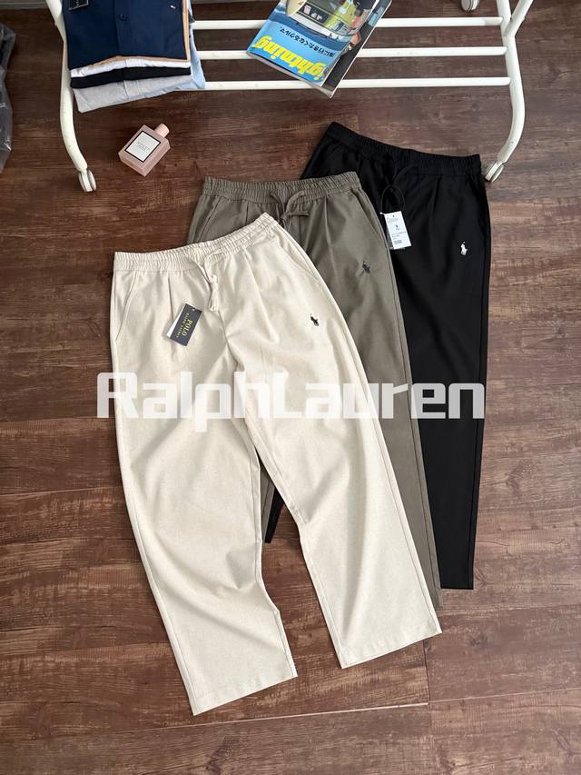 170 颜色：黑色 米白 橄榄绿 尺码：M到Xxl 25Ralphlauren拉夫劳伦全新春夏亚麻九分裤刺绣长裤！太绝了！ 亚麻材质，天然透气属性，吸湿排汗，降