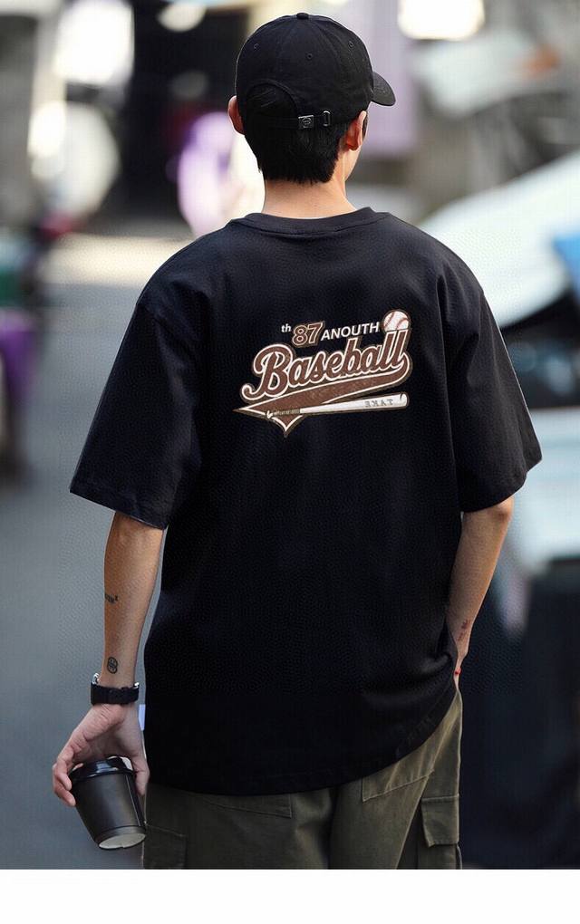 80 260G重磅纯棉 耐克 Nike Baseball 棒球文字趣味短袖 美式复古 小字母Logo 宽松短袖T恤 男女同款 情侣款 面料工艺： 1.260G重
