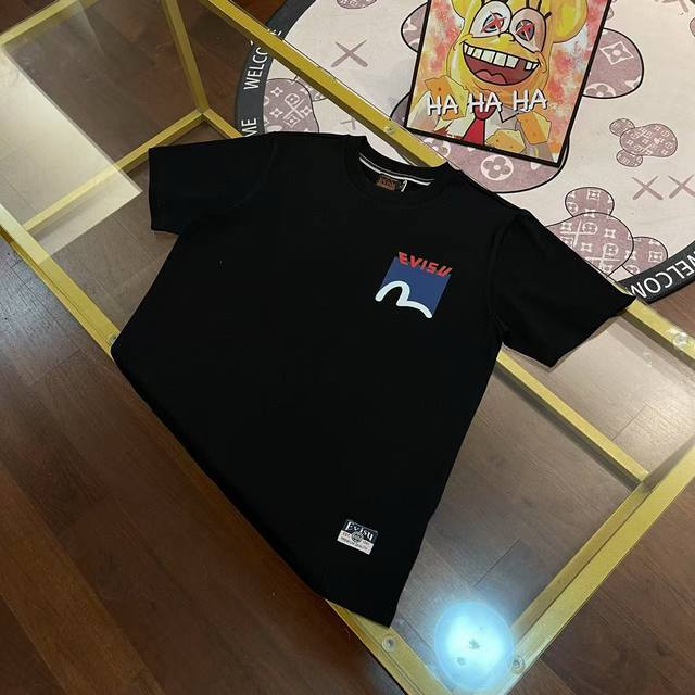 100 Evisu福神2025新款男士笑脸佛头短袖 颜色：白 尺码：S-Xxl S码 肩宽44 胸围96 衣长68 适合身材100-120斤 M码 肩宽46 胸