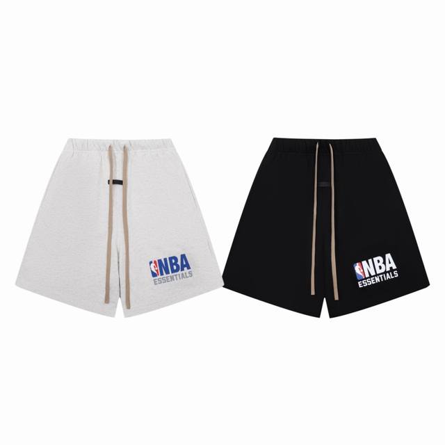 120 Fear Of God Fog X Nba 联名款小标印花抽绳毛圈休闲短裤 Color：黑色 灰色 Size：S M L Xl Number：25561