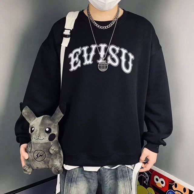 130 Evisu 福神新款标志达摩印花卫衣 高端定制 柔软舒适 胸前字母Logo和背后福花图案完美配色！不得不推荐一款非常受欢迎的硬货！你需要这样一件超百搭的