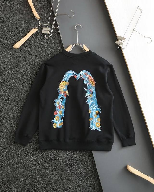 140 高品质 Evisu 福神Ss龙年限定板锦鲤大M圆领卫衣， 领口原版福神包边包条，进口机器印花，区别市场通货热转印，色彩鲜明，颜色正，不脱落，不开胶，领口