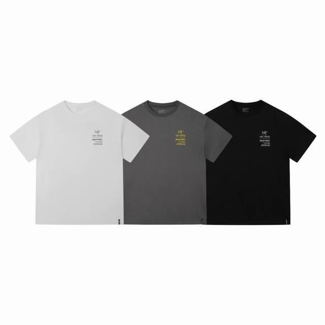 100 Arc'teryx 始祖鸟 X Captive 联名款涂鸦字母 Logo 印花圆领情侣短袖T恤-顶级版本 Coler：黑色 白色 灰色 Size：S M