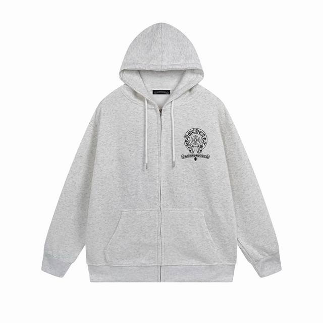 140 Chrome Hearts 克罗心24Ss新款马蹄连帽开衫外套 现货发售 男女同款 双层帽子 不起球不掉色 大毛圈落肩版型 二本针加持 拒绝变形 克罗心