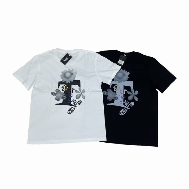 70Stussy 22Ss Acid Flowers Tee 酸花Tee艺术Logo图案印花男女短袖T恤 *21S 220G 正品圆桶无缝面料100%纯棉 *市