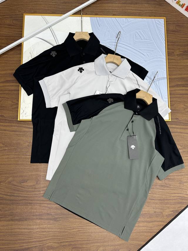 160，迪桑特男士新款短袖Descnte运动短袖Polo衫 翻领款式 胸前肩部镶有品牌标志性Logo点缀，立体感十足！大气不失优雅 ，上身满满高级感！各处细节也