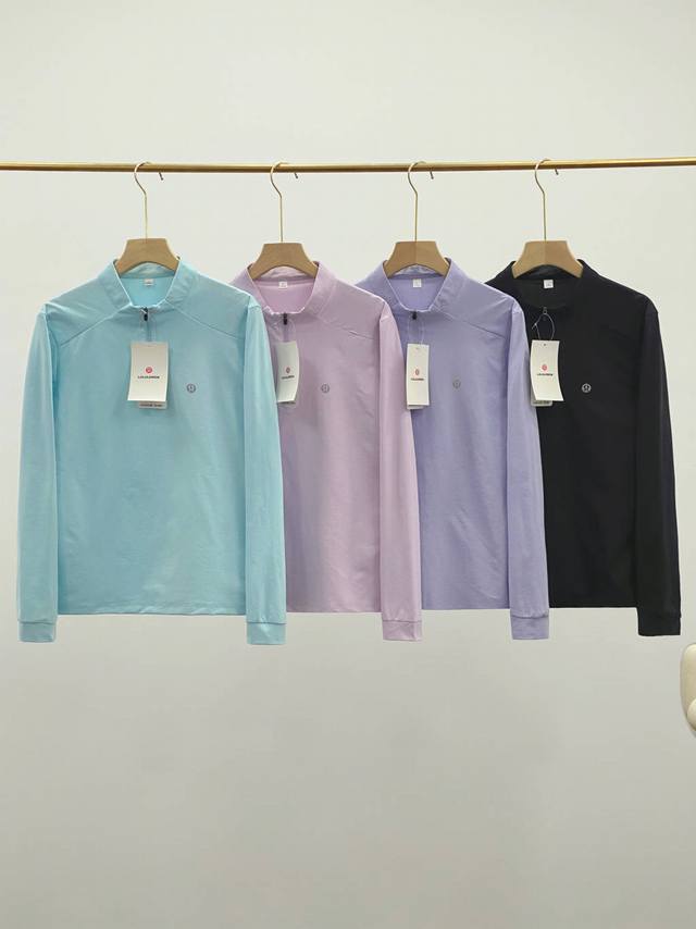 130 女款 尺码；M-3Xl 颜色；黑色，浅蓝色，紫色，粉色， Lulu璐璐春秋款训练运动女士半拉链内搭长袖打底衫 款号：662353高品质专柜同步 Trai
