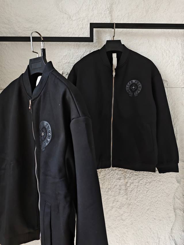210 Chrome Hearts克罗心Ch棒球服夹克外套 左胸镌刻经典Logo皮标 后背大皮标 那是未完成的黑暗叙事 日常 休闲 娱乐面面俱到 一件解锁哥特族