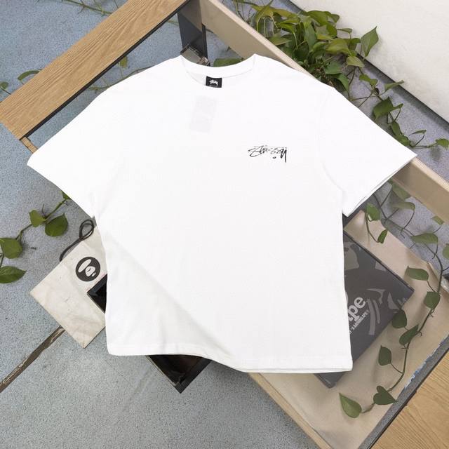 上新80 款号：Bm172 2025新款Stussy斯图西水银图案字母Logo印花休闲情侣宽松短袖T恤，经典永远不会过时、人手必备款，250G纯棉精梳棉不起球不