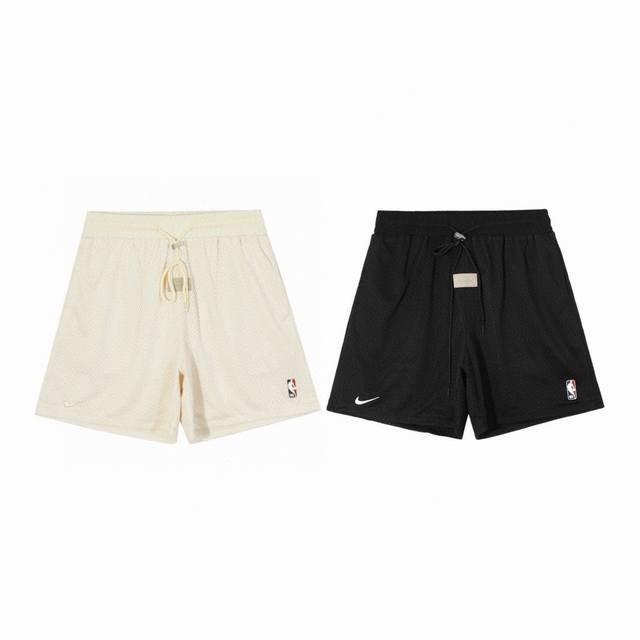 100 Fear Of God Fog X Nike X Nba 三方联名款刺绣小标抽绳网眼速干休闲短裤 Color：杏色 黑色 Size：S M L Xl N