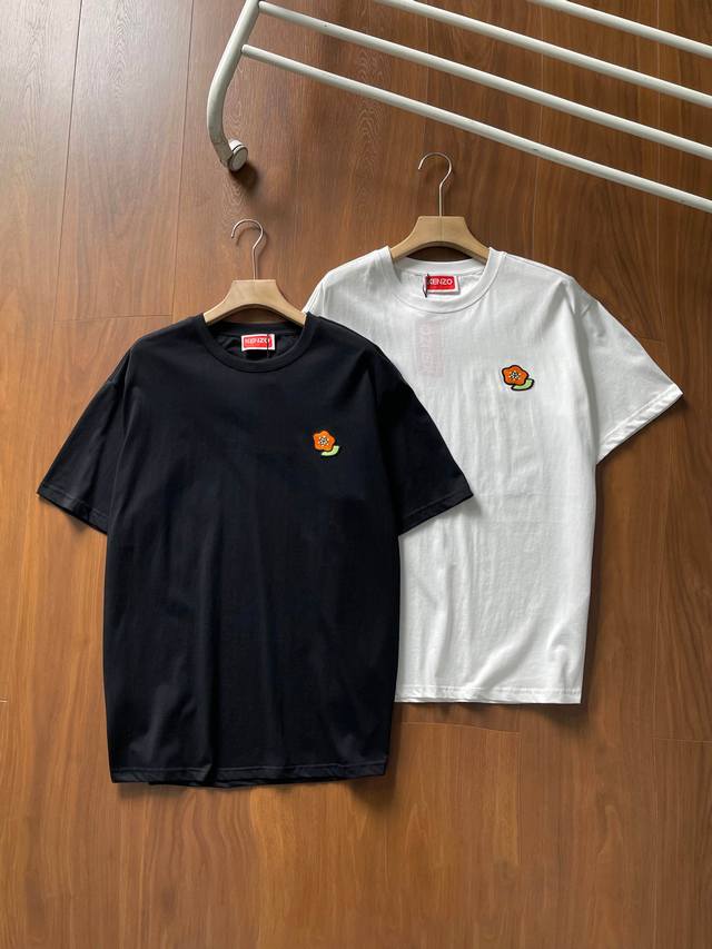 80 高品质 货号2551 Kenzo 虎头25春夏新品 Pop Boke 波普海棠花男士经典版型刺绣短袖T恤 高品质首选 全棉230克洗水面料 胸前重工刺绣