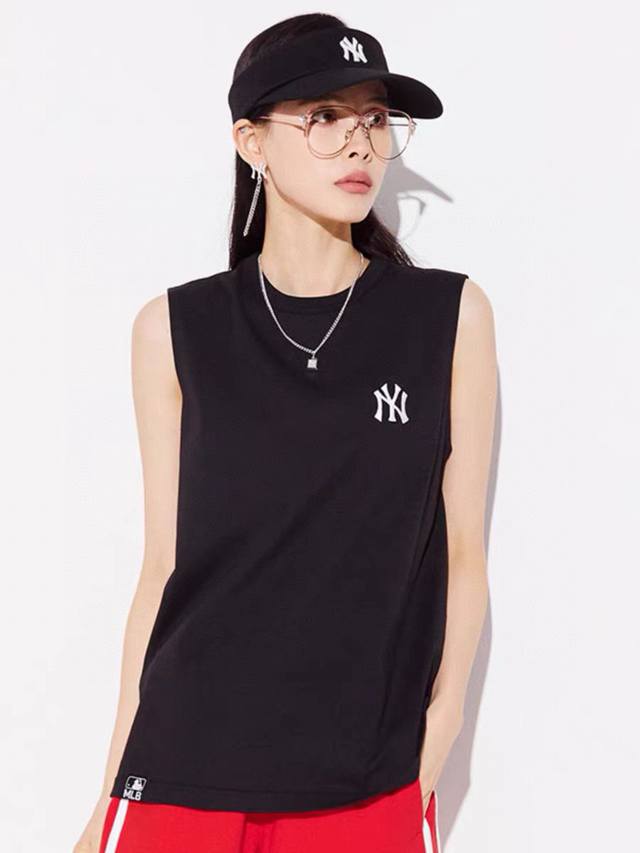 新款上新 P80 Mlb Ny潮牌 24 年夏季男女背心运动休闲Ny大标无袖T恤宽松透气纯色La Mlb洋基队 新款Mlb大标背心 1:1官网复刻版本 韩国专柜