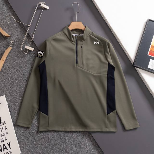 180 顶级版本 专柜同步 Helly Hansen Hh 海丽汉森25春新男款经典航弹力吸湿速干百搭半拉链长袖T恤 原版一比一面料辅料，采用吸湿速干功能面料，