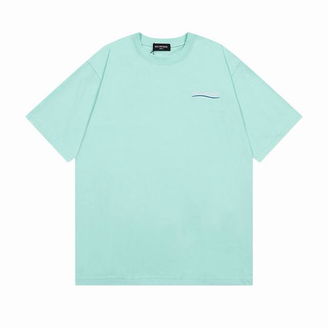刺绣款绿色 100 Balenciaga 巴黎世家2025 Ss 经典可乐海浪刺绣短袖T恤 本市场No.1的质量 真正天花板品质 全部原版开发注意细节图 避免被