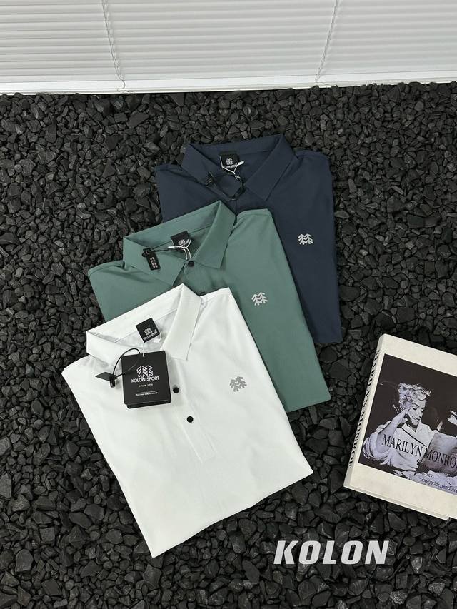 上新90 可隆经典基础款翻领胸标硅胶立体小Logo冰丝无痕短袖T恤，夏季Polo衫短袖，商务休闲简约风，上身帅气百搭，夏季必备百搭奢潮单品 高端定制冰蚕丝面料