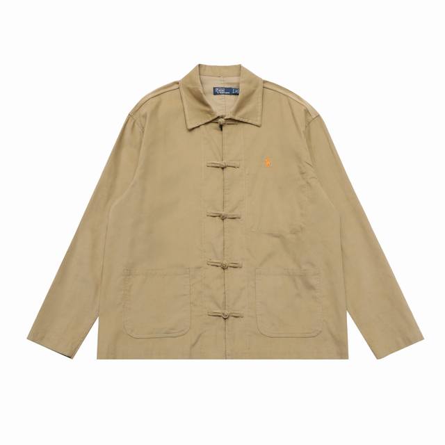 210 [顶级复刻版本] 品名: Ralph Lauren 拉夫劳伦中式刺绣灯芯绒复古长袖衬衫唐装外套 款号：W247012 尺码：S-Xl 颜色：黑色 卡其色