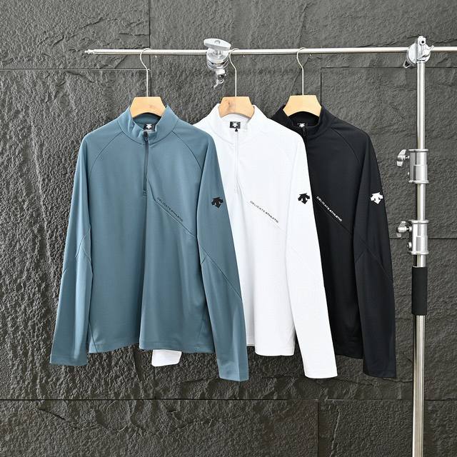 供150 Descente 迪桑特2025春季新款半拉链立领休闲通勤打底衫长袖！ 三色齐发，高品质面料和独特设计绝对不会让你失望！ 很大气简约的一个款式，真的很