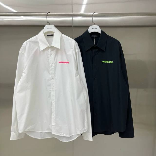 170 We11Done 划线字母 衬衫长袖外套宽松休闲情侣款 面料：原版定制100%全棉面料 工艺：超级重工，区分普通市面低版本工艺，上手体验满满质感！印花绝