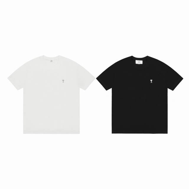90 Ami Paris 专柜同步 24Ss 银线小爱心刺绣圆领情侣短袖T恤 Color：白色 黑色 Size：S M L Xl Nomber：253886 独