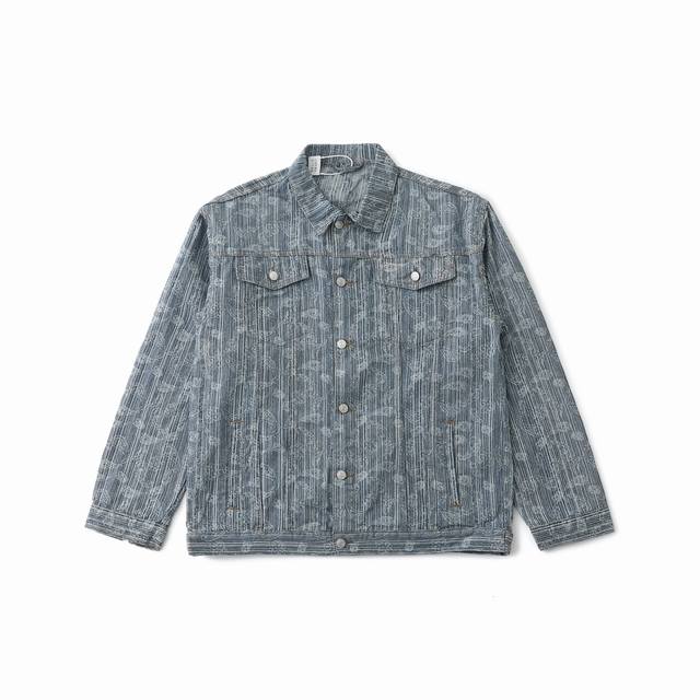 150 上新 House Goo 24Ss 外贸订单日系复古潮流教父腰果花牛仔外套- 满Logo的腰果花+条纹设计谁穿谁时尚 春秋可以当外套冬天还可以当内搭 慵