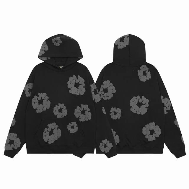 D103# P190 Denim Tears木棉花400克重重磅100%纯棉连帽卫衣帽衫 Color 颜色 : Black 黑色 尺码：S M L Xl