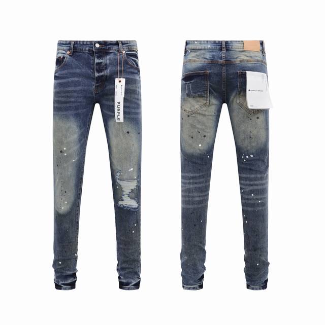 Pb503# P200 Purple-Brand Jeans Pants Torn Jeans美式高街破洞蓝色牛仔裤 品质拉满，原版对标，立体剪裁，完美细节。区