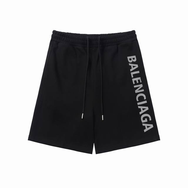P130 A1105#360克纯棉毛线圈巴黎反光短裤 颜色:黑 码数:M-Xxl