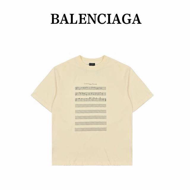 200 Balenciga 巴黎世家 新款 音符前后印花T恤 标准的印花磨破技术，纯棉柔软面料，对色定染面料，采用进口印花工艺，潮流感十足，定染纯棉面料，Os版