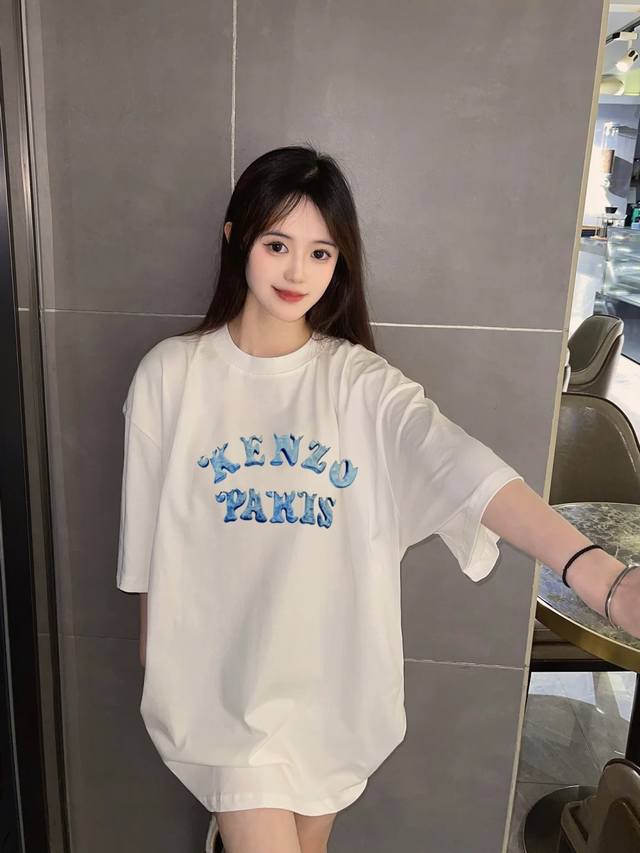 P200。 Kenz*高田*三2025春夏新品T恤.男女同款～最新短袖T恤，传承经典著作改良后的新品更加的具有立体感官，胸前字母Logo雪花图案印花设计！定制2