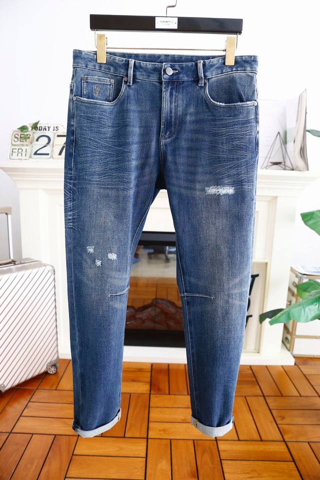 P340Brunello Cucinelli. 支持年后！秋冬时尚男士牛仔裤，海外专柜Gw同步上市，采用客供水洗弹力牛仔裤腿处水洗磨更潮范，奢华经典品牌字母Lo