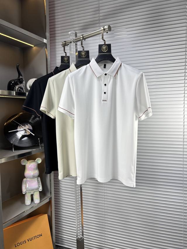 P160 Zz*杰尼亚 Ss25早春新款翻领Polo衫 雍容华贵的品牌风格，客供进口面料，手感丝滑细腻有光泽， 做出来的衬衫也是版型垂顺挺括，并且还抗皱抗起球，