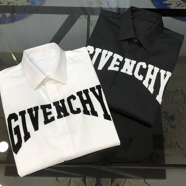 P210 Gi*Enchy 纪梵希新款原单男士商务休闲长袖衬衫 官网同步售卖 修身版型 高端品质 高版本植绒烫印字母Logo设计 定制双股120支府绸棉面料 手
