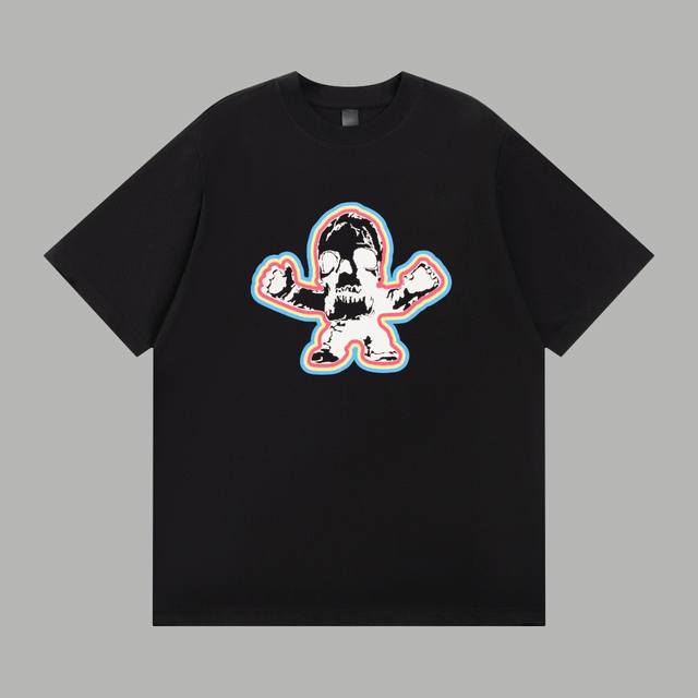 顶级版本 区别通货 款式：克罗心Ch彩绘骷髅头短袖 颜色：图片色 尺码：Xs-L 面料：300克双织纯棉 辅料：全套定制辅料 无性别区分 男女同款