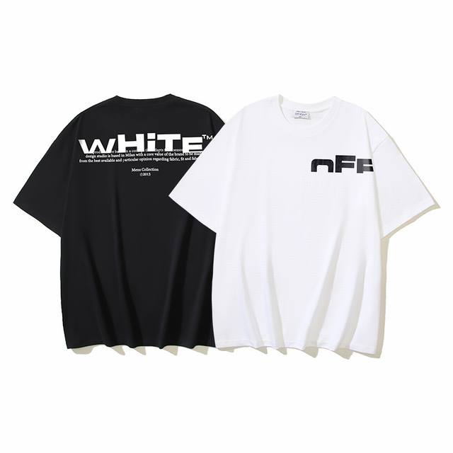 1140# Off-White纯棉260G重磅半Off字母印花短袖T恤 黑色 白色 S M L Xl