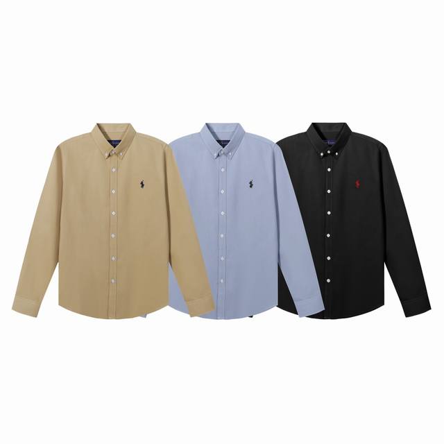100款号2212 Ralph Lauren 拉夫劳伦 Ss 小标刺绣衬衫 - 胸前精美小标刺绣 - 面料水洗预缩质地舒服 - 纯色系 版型利落 颜色:黑色 蓝