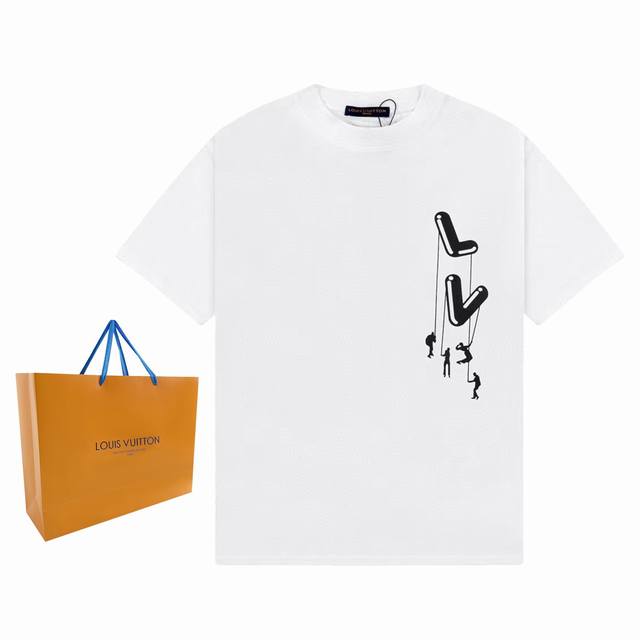 P80 Louis Vuitton 路易威登 24Ss 伞兵图案印花金典短袖T恤 定制260克同缸染面料 手感非常舒服 春夏最新砖柜同步 Os落肩版型 时尚又