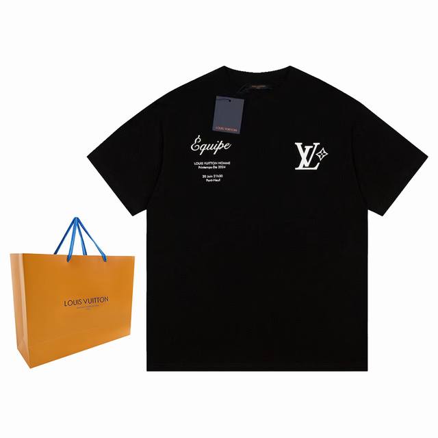 P80 高品质 Lv 路易威登23Ss 新款员工服字母短袖，进口印花手感光滑 面料采用纯棉双纱面料，上身效果宽松休闲，三标齐全 ，男女同款 码数Xs S M L