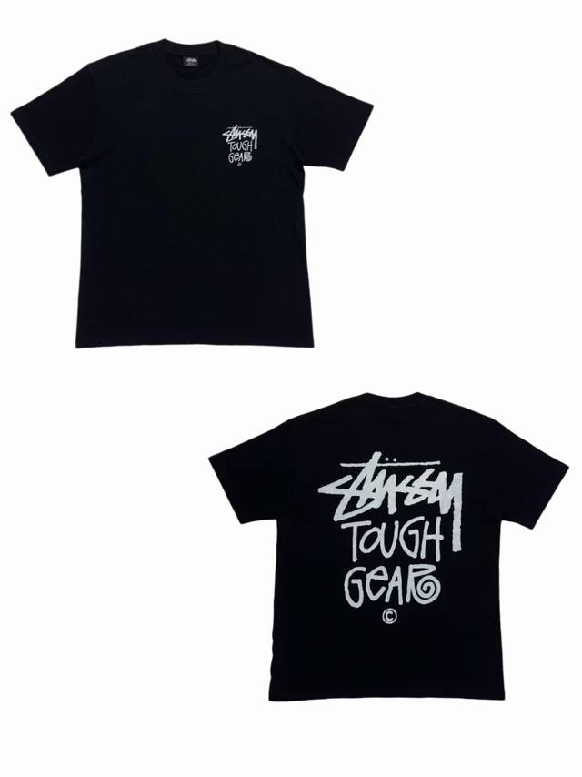 S255# P60 白底图 Stussy Ss24 丝网印刷图案Logo短袖T恤 男女同款 采用圆筒无缝工艺 原版工艺 衣服侧面没有缝合骨位 鉴定重点 面料：全