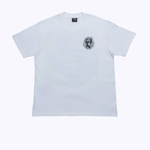 S239# P60 白底图 Stussy Ss24 字母印花图案短袖T恤 男女同款 采用圆筒无缝工艺 原版工艺 衣服侧面没有缝合骨位 鉴定重点 面料：全都订织定