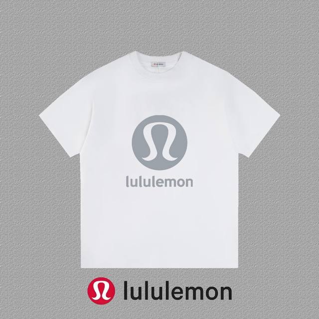 P90 [ Lululemon 露露] 2025Fw短袖T恤 反光厚板Logo 高端26S双纱300克面料 重磅面料 定制拉架罗纹同缸同染 三标齐全 男女同款