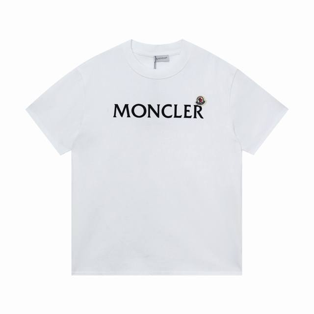 P80#K015 Moncler 蒙口 官网同款印花图案 双纱纯棉短袖 - 260G双纱纯棉顶级面料 手感柔软 百分百纯棉独家出货 定染硫化黑无尘处理面料 -面