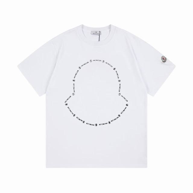 P80#K017 Moncler 蒙口 官网同款印花图案 双纱纯棉短袖 经典镂空Logo - 260G双纱纯棉顶级面料 手感柔软 百分百纯棉独家出货 定染硫化黑