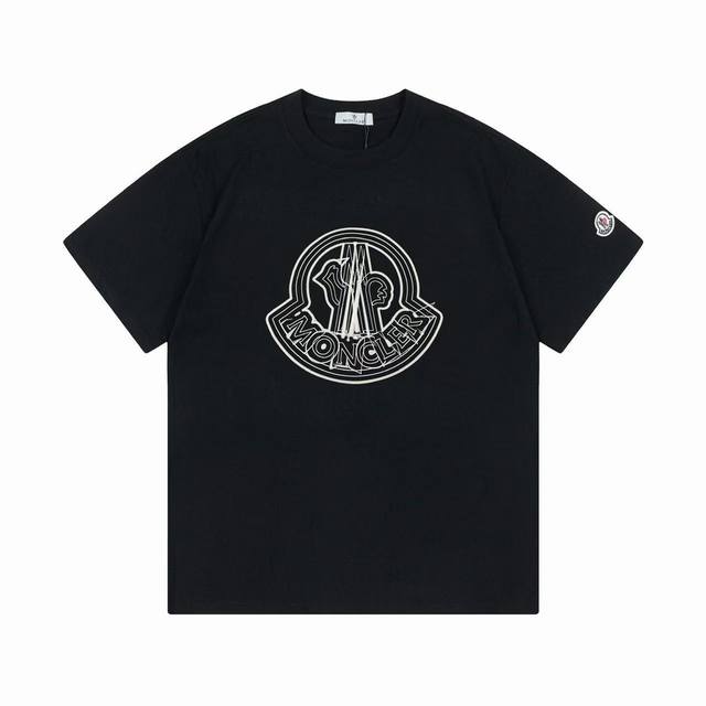 P80#K008 Moncler 蒙口 官网同款印花图案 双纱纯棉短袖 - 260G双纱纯棉顶级面料 手感柔软 百分百纯棉独家出货 定染硫化黑无尘处理面料 -面