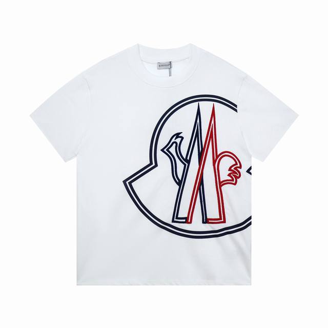 P80#K010 Moncler 蒙口 官网同款印花图案 双纱纯棉短袖 - 260G双纱纯棉顶级面料 手感柔软 百分百纯棉独家出货 定染硫化黑无尘处理面料 -面