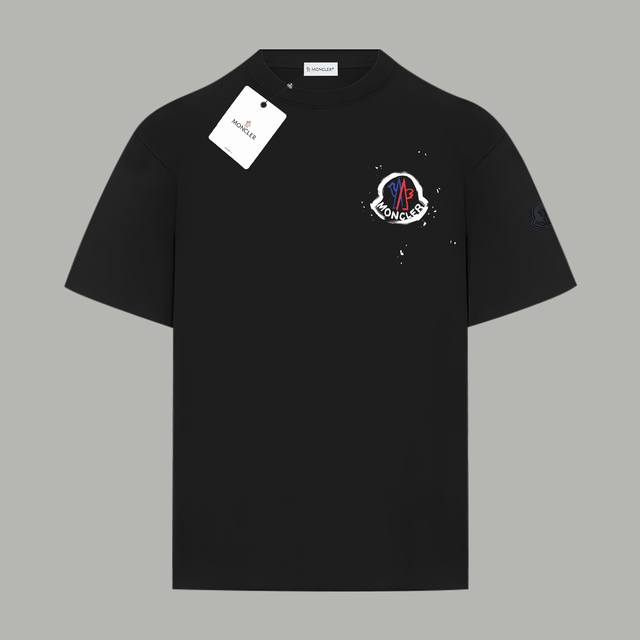 P80#K012 Moncler 蒙口 官网同款印花图案 双纱纯棉短袖 - 260G双纱纯棉顶级面料 手感柔软 百分百纯棉独家出货 定染硫化黑无尘处理面料 -面