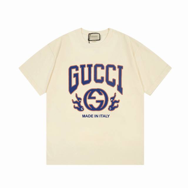 P80#E147 Gucci古驰25Ss早春系列 G家品牌文字Logo&抽象动物印花图案 -采用双纱纯棉260G，面料颜色定制定染，不缩水不退色。手感舒服，质感